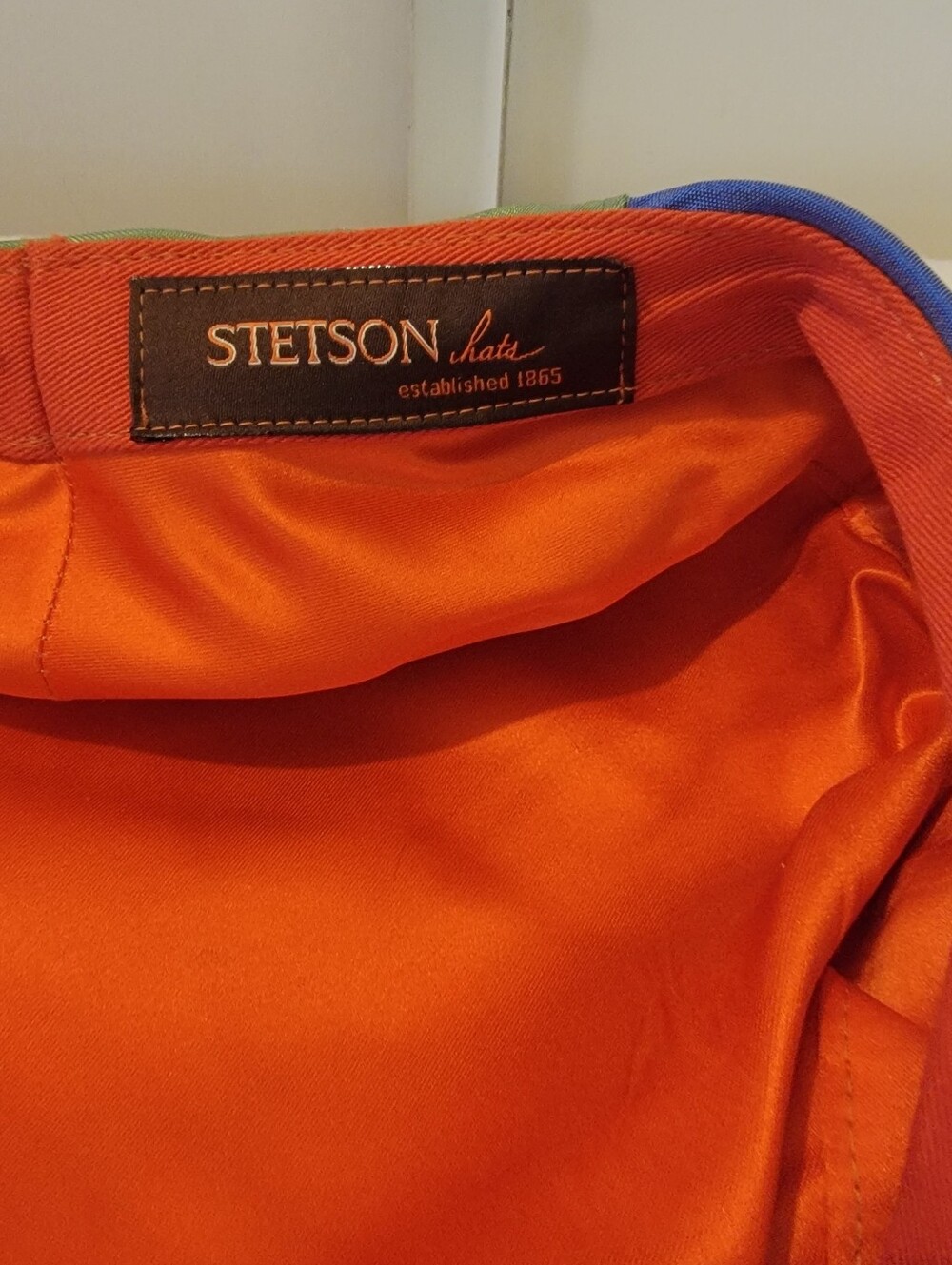 Stetson Orange flat cap Lined with Blue Trim - Picture 5 of 6